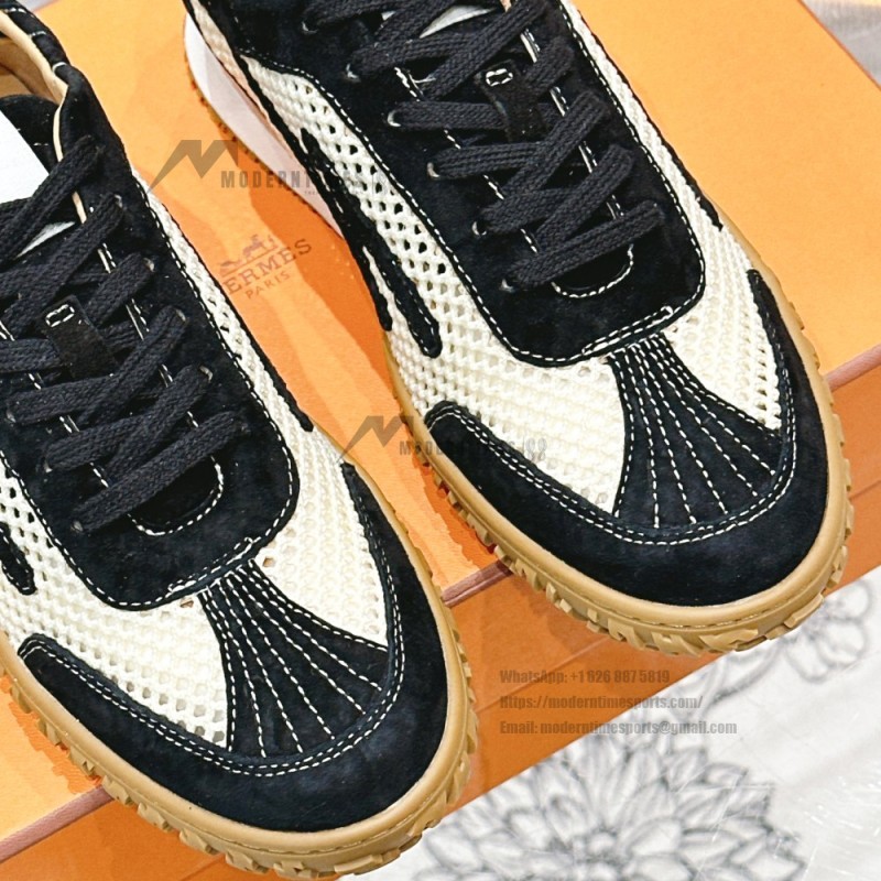 HERMES Jet Sneakers H251134Zv5K340 Beige Lin Naturel luxury mesh sneakers side view