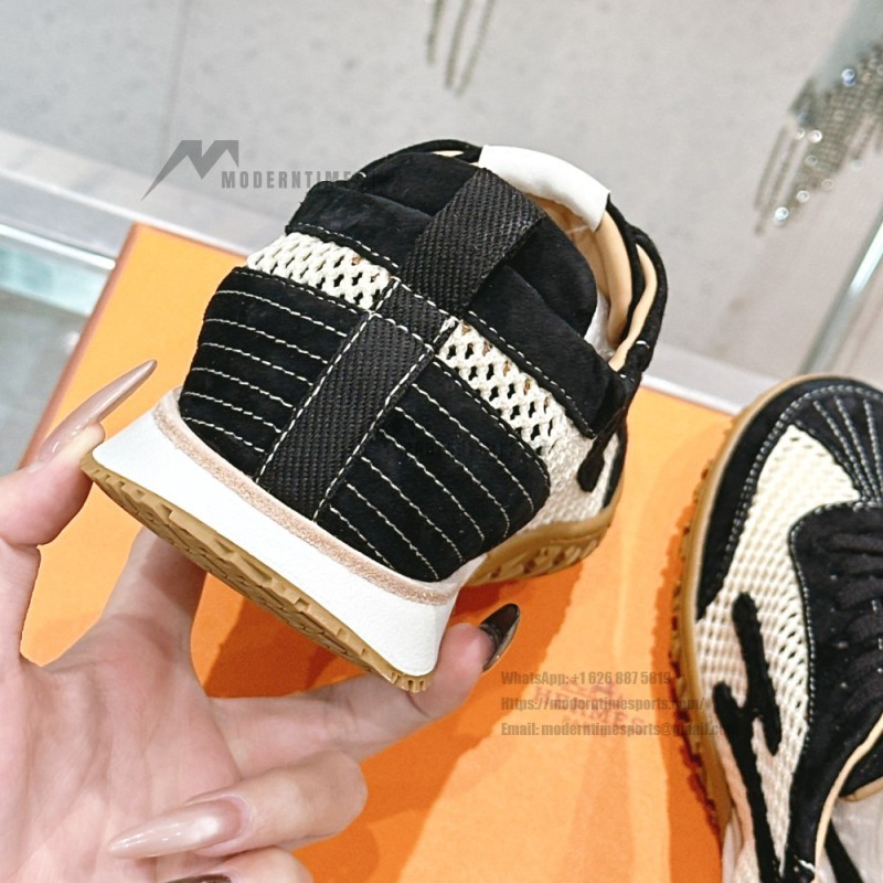 HERMES Jet Sneakers H251134Zv5K340 Beige Lin Naturel luxury mesh sneakers side view
