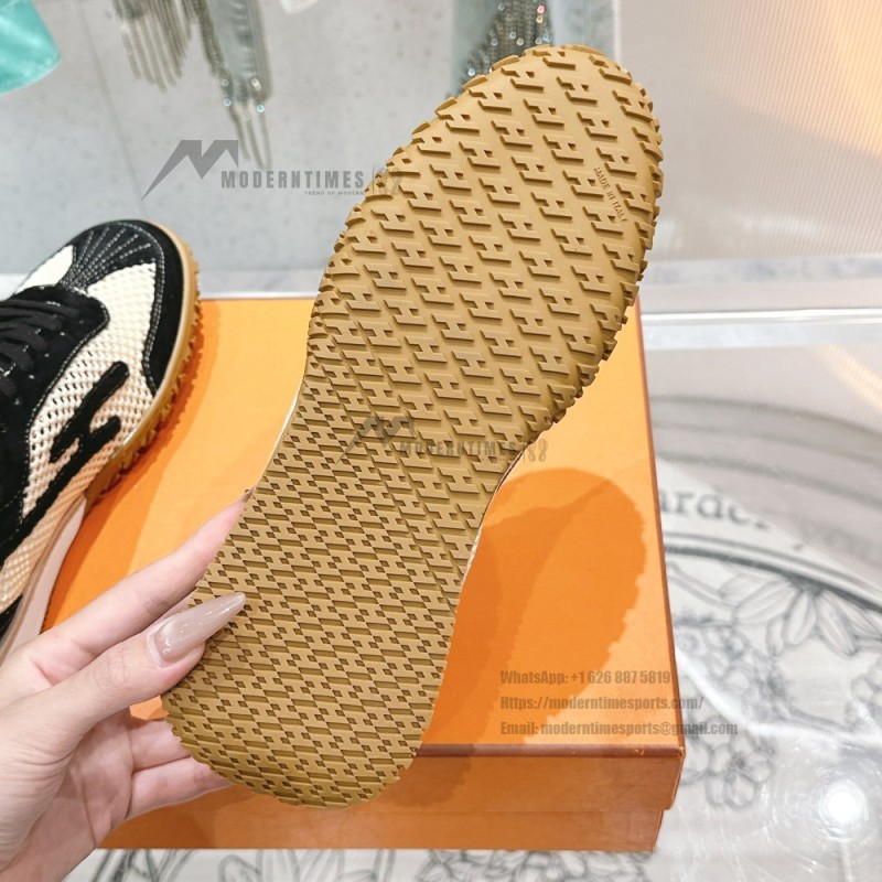 HERMES Jet Sneakers H251134Zv5K340 Beige Lin Naturel luxury mesh sneakers side view
