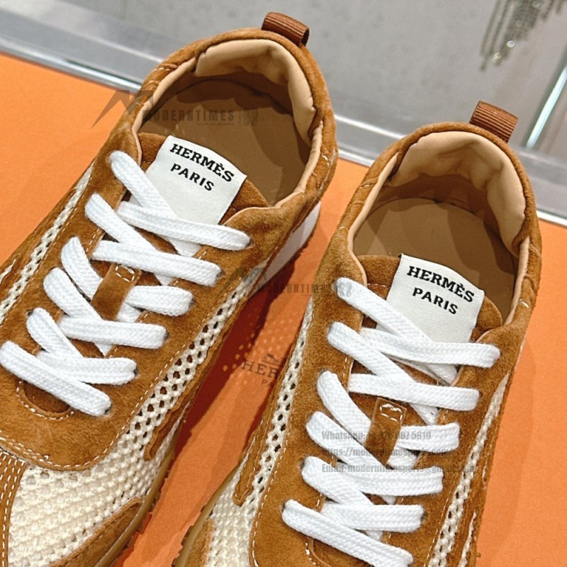 HERMES Jet Sneakers H251134Zv5K340 Beige Lin Naturel luxury mesh sneakers side view