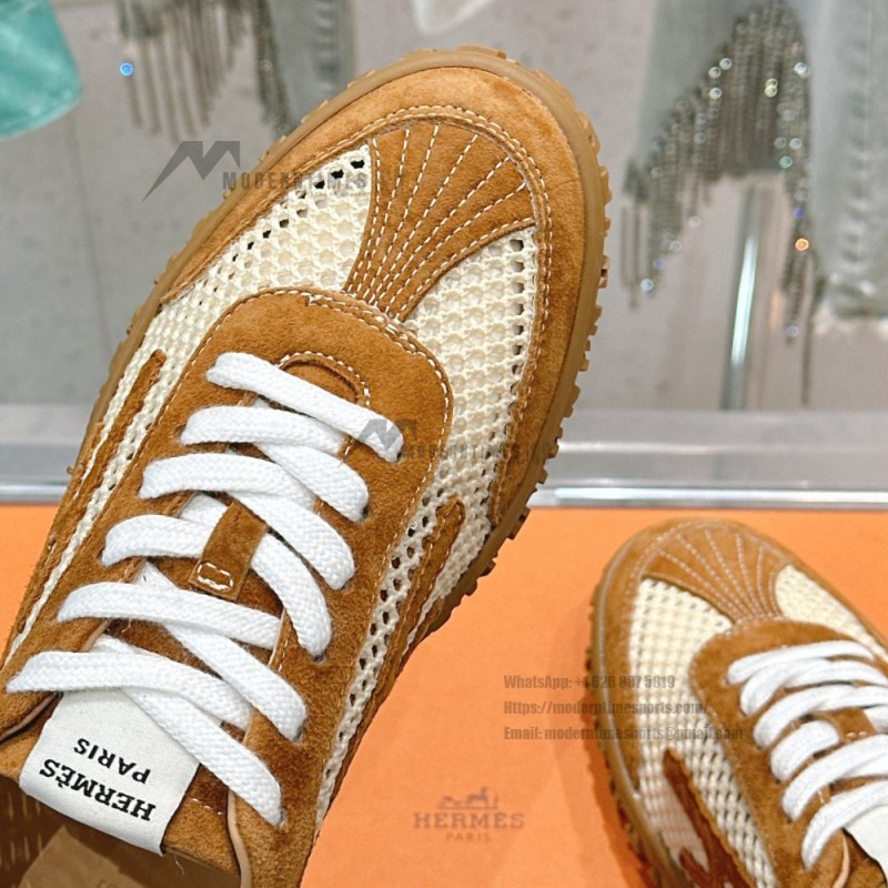 HERMES Jet Sneakers H251134Zv5K340 Beige Lin Naturel luxury mesh sneakers side view