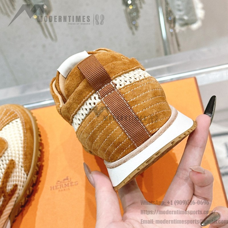 HERMES Jet Sneakers H251134Zv5K340 Beige Lin Naturel luxury mesh sneakers side view