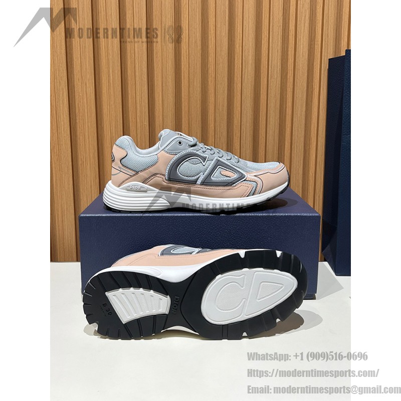 DIOR B30 3SN279ZRA H840 Grey Light Pink – Luxury Unisex Sneakers DIOR B30 Grey Light Pink Sneakers Front View – Model 3SN279ZRA H840