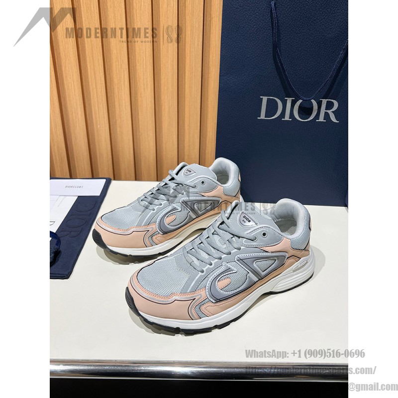 DIOR B30 3SN279ZRA H840 Grey Light Pink – Luxury Unisex Sneakers DIOR B30 Grey Light Pink Sneakers Front View – Model 3SN279ZRA H840