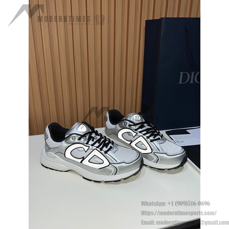 DIOR B30 White Silver Mesh & Calfskin Sneakers for Men and Women DIOR B30 White Silver Sneakers 3SN279ZYG H869 Luxury Designer Shoes