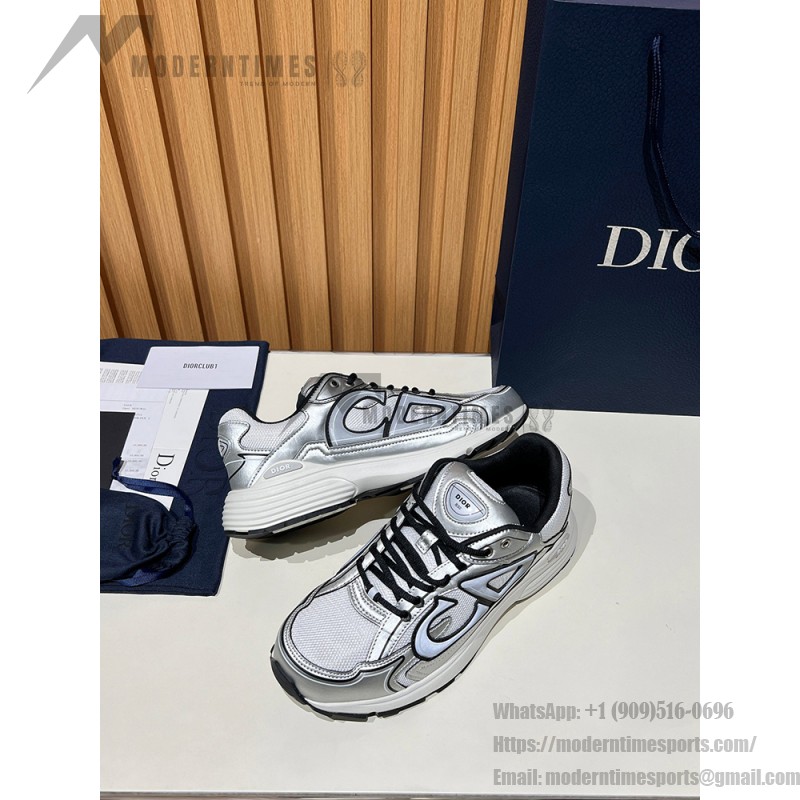 DIOR B30 White Silver Mesh & Calfskin Sneakers for Men and Women DIOR B30 White Silver Sneakers 3SN279ZYG H869 Luxury Designer Shoes