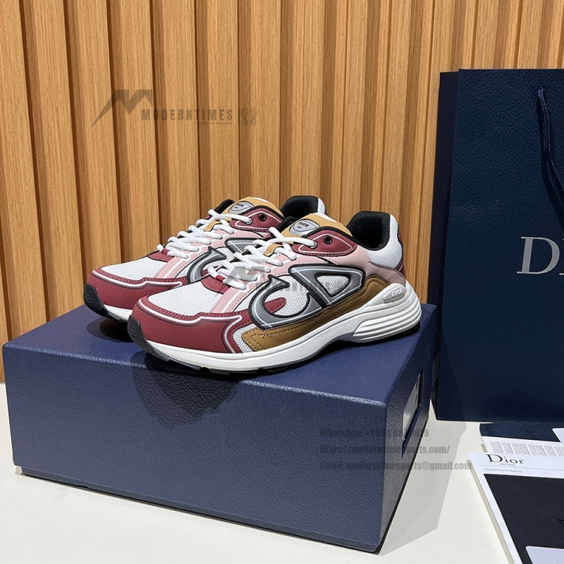 DIOR B30 White Brown Beige Sneakers 3SN279ZMD H867 Luxury Mesh Calfskin Shoes