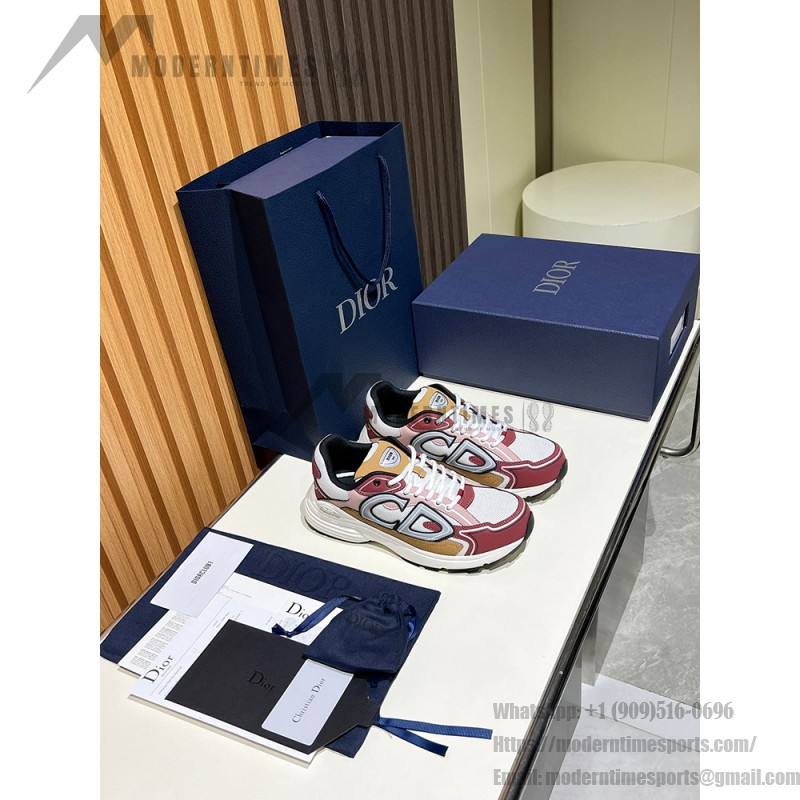 DIOR B30 White Brown Beige Sneakers 3SN279ZMD H867 Luxury Mesh Calfskin Shoes