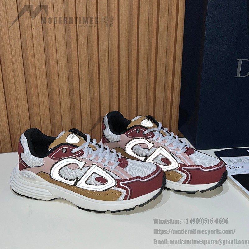 DIOR B30 White Brown Beige Sneakers 3SN279ZMD H867 Luxury Mesh Calfskin Shoes