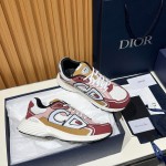 DIOR B30 White Brown Beige Sneakers 3SN279ZMD H867 Luxury Mesh Calfskin Shoes
