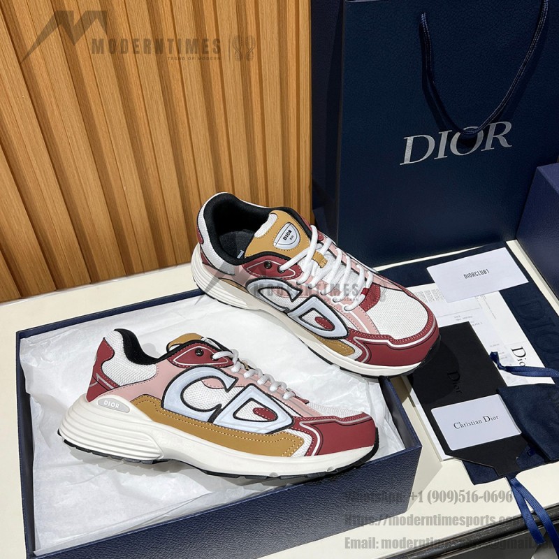 DIOR B30 White Brown Beige Sneakers 3SN279ZMD H867 Luxury Mesh Calfskin Shoes