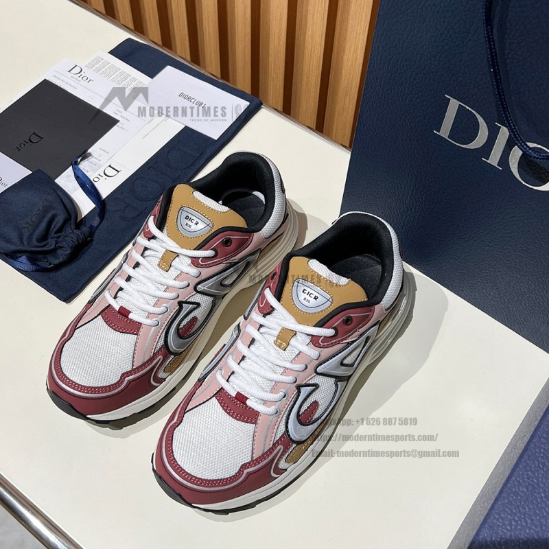 DIOR B30 White Brown Beige Sneakers 3SN279ZMD H867 Luxury Mesh Calfskin Shoes