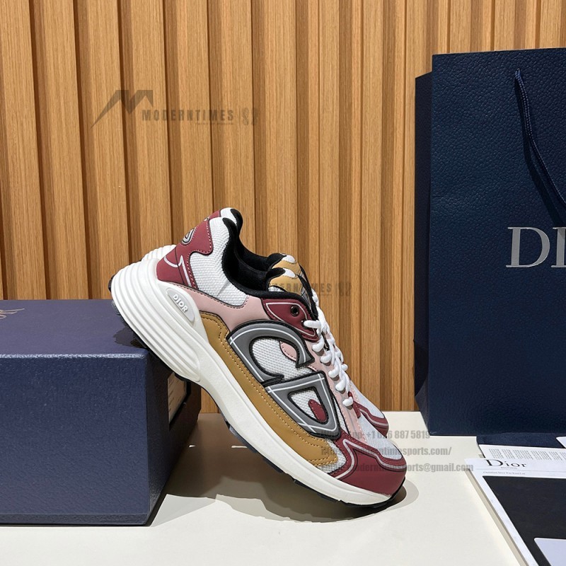 DIOR B30 White Brown Beige Sneakers 3SN279ZMD H867 Luxury Mesh Calfskin Shoes