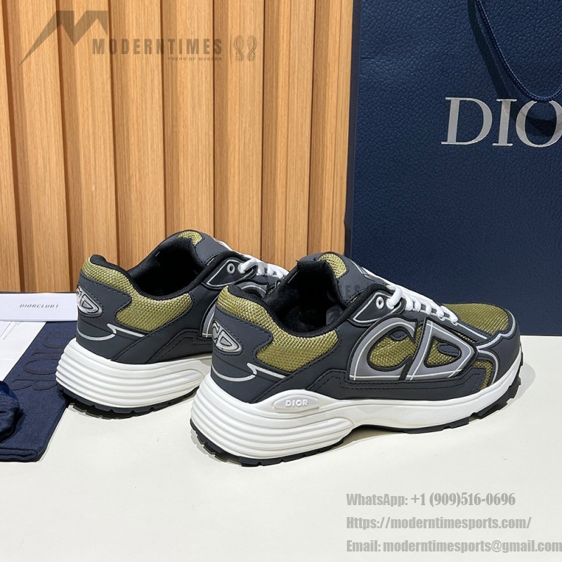 DIOR B30 Deep Green Black Sneakers for Men and Women DIOR B30 Deep Green Black Sneakers 3SN279ZRD H664 Luxury Mesh and Calfskin Shoes