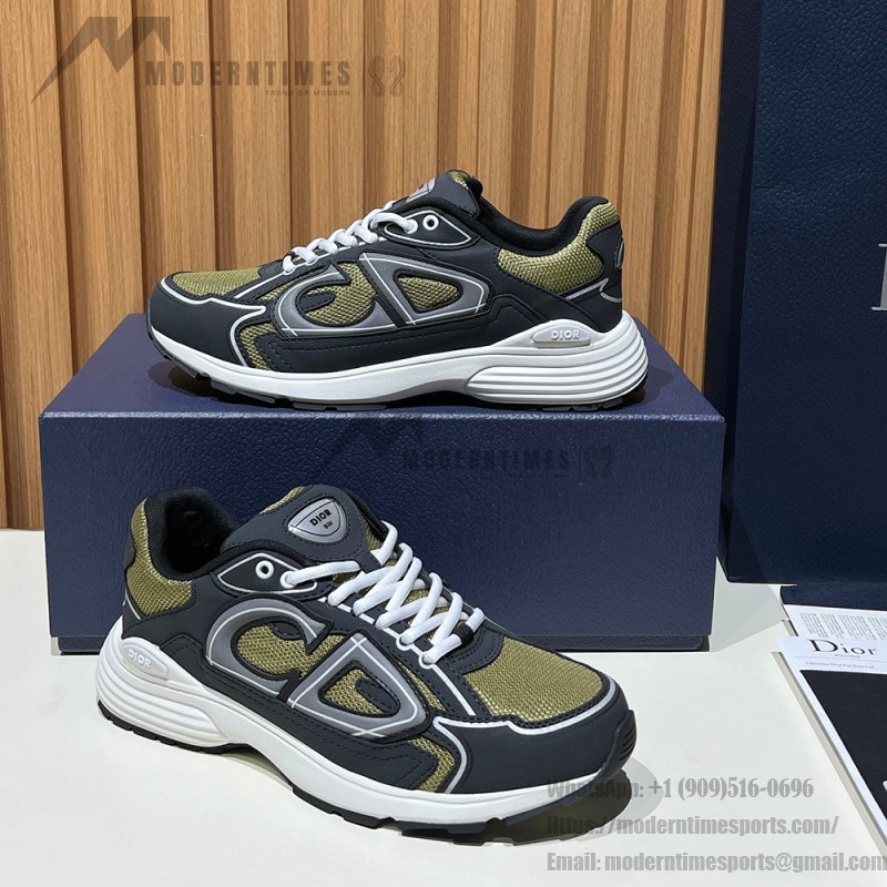DIOR B30 Deep Green Black Sneakers for Men and Women DIOR B30 Deep Green Black Sneakers 3SN279ZRD H664 Luxury Mesh and Calfskin Shoes