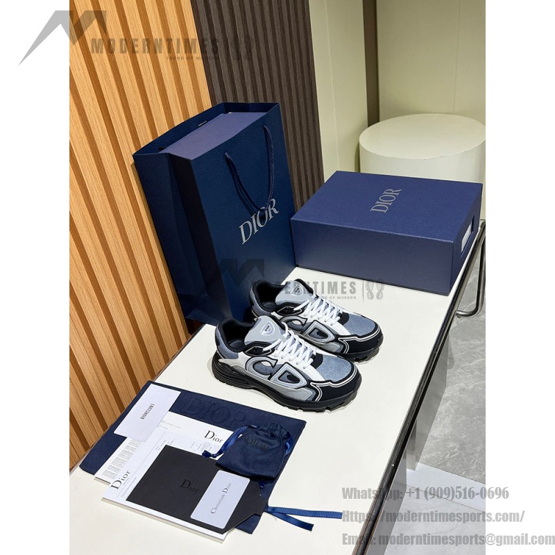 DIOR B30 Blue Grey Black Mesh & Calfskin Designer Shoes DIOR B30 Blue Grey Black Luxury Sneakers for Men and Women