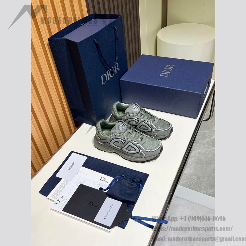 DIOR B30 Olive Green Designer Sneakers for Men and Women DIOR B30 Low-Top Olive Sneakers 3SN279ZRD H680 Luxury Mesh Calfskin Shoes