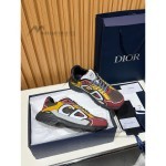 DIOR B30 Deep Gray Burgundy Mesh and Calfskin Sneakers for Men and Women