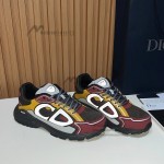 DIOR B30 Deep Gray Burgundy Mesh and Calfskin Sneakers for Men and Women