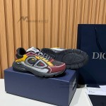 DIOR B30 Deep Gray Burgundy Mesh and Calfskin Sneakers for Men and Women