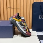 DIOR B30 Deep Gray Burgundy Mesh and Calfskin Sneakers for Men and Women