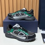 DIOR B30 Deep Gray Green Jun Sneakers Mesh & Calfskin Luxury Shoes