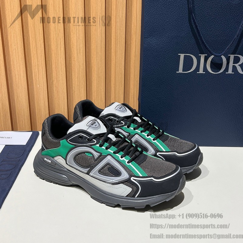 DIOR B30 Deep Gray Green Jun Sneakers Mesh & Calfskin Luxury Shoes