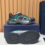 DIOR B30 Deep Gray Green Jun Sneakers Mesh & Calfskin Luxury Shoes
