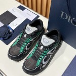 DIOR B30 Deep Gray Green Jun Sneakers Mesh & Calfskin Luxury Shoes