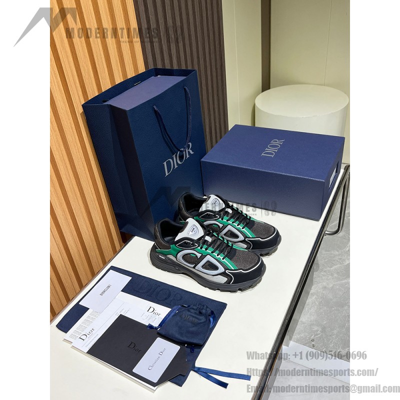 DIOR B30 Deep Gray Green Jun Sneakers Mesh & Calfskin Luxury Shoes