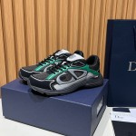 DIOR B30 Deep Gray Green Jun Sneakers Mesh & Calfskin Luxury Shoes
