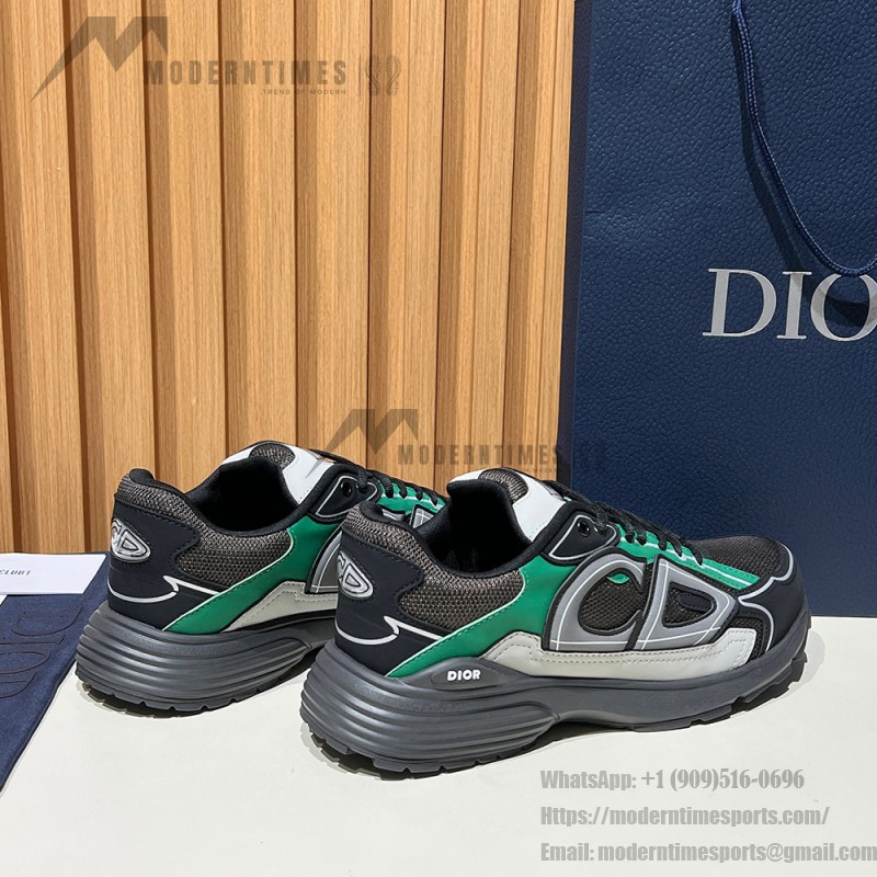 DIOR B30 Deep Gray Green Jun Sneakers Mesh & Calfskin Luxury Shoes