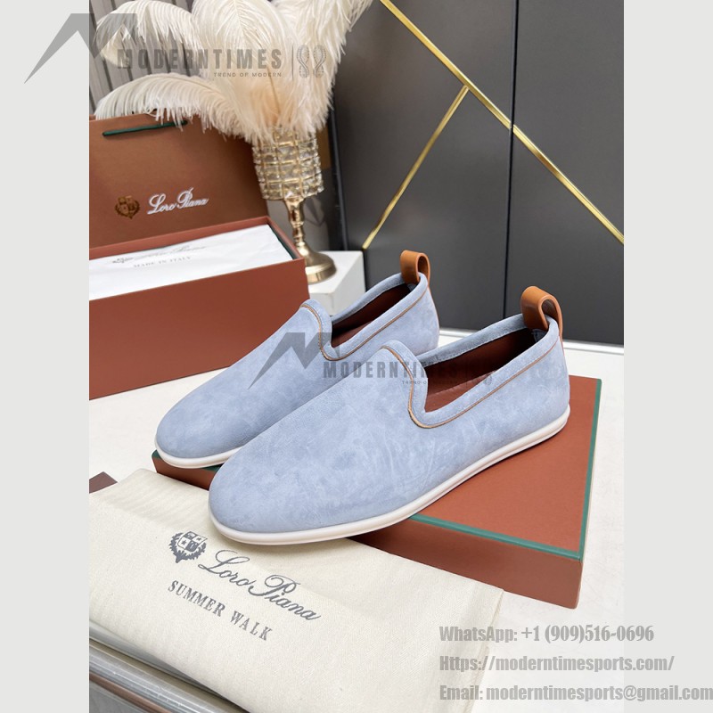 Loro Piana Venice Walk Loafer Men’s Shoes Brisk Blue Suede Slip-On