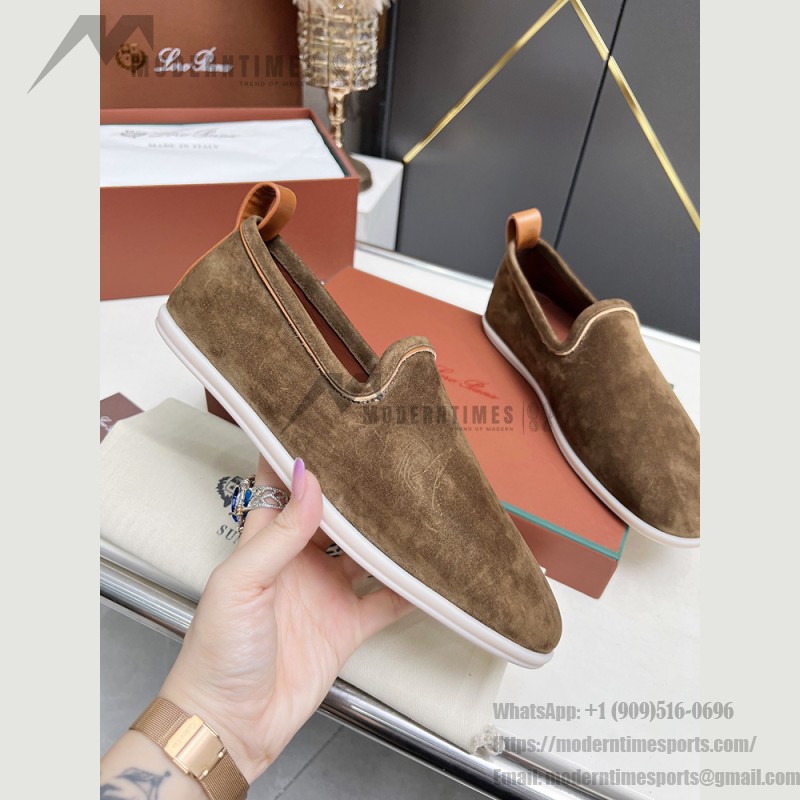 Loro Piana Venice Walk Loafer Men’s Shoes in Dark Birch Suede – Luxury Slip-On FAN1318-H15D