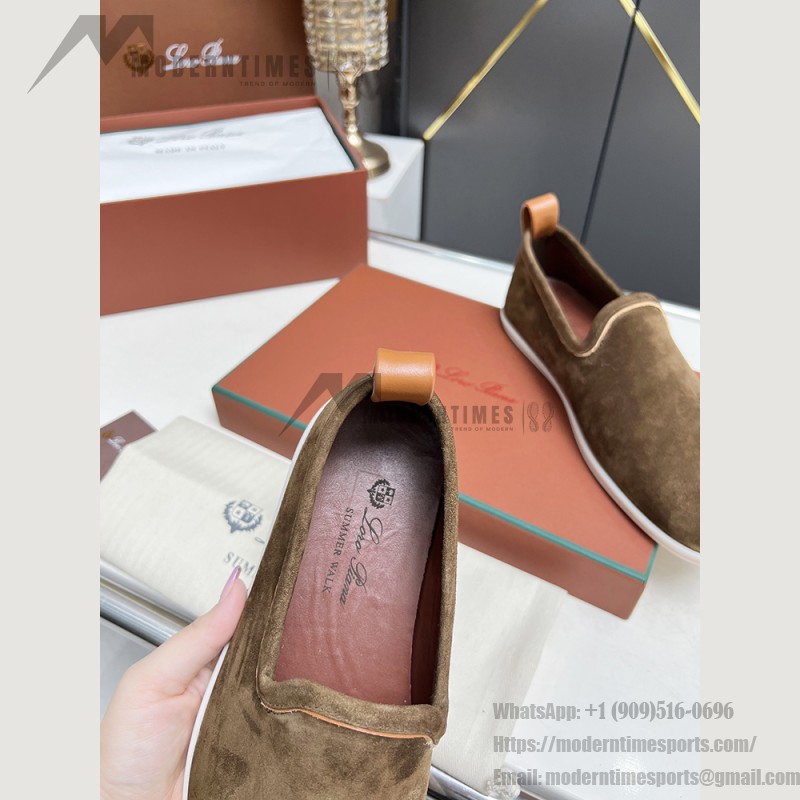 Loro Piana Venice Walk Loafer Men’s Shoes in Dark Birch Suede – Luxury Slip-On FAN1318-H15D
