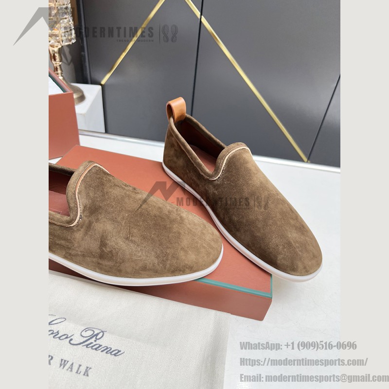Loro Piana Venice Walk Loafer Men’s Shoes in Dark Birch Suede – Luxury Slip-On FAN1318-H15D