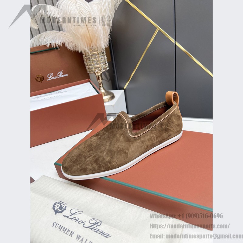 Loro Piana Venice Walk Loafer Men’s Shoes in Dark Birch Suede – Luxury Slip-On FAN1318-H15D