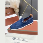 Loro Piana Venice Walk Loafer Men’s Shoes Navy Blue Luxury Suede Slip-On FAN1318-W000