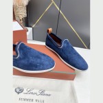 Loro Piana Venice Walk Loafer Men’s Shoes Navy Blue Luxury Suede Slip-On FAN1318-W000