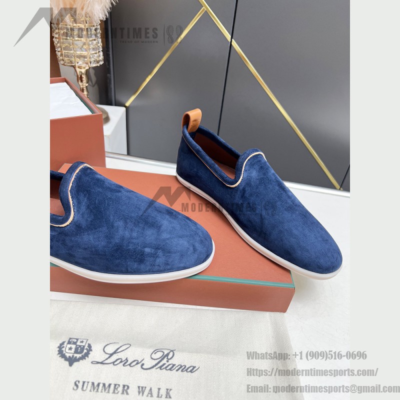 Loro Piana Venice Walk Loafer Men’s Shoes Navy Blue Luxury Suede Slip-On FAN1318-W000