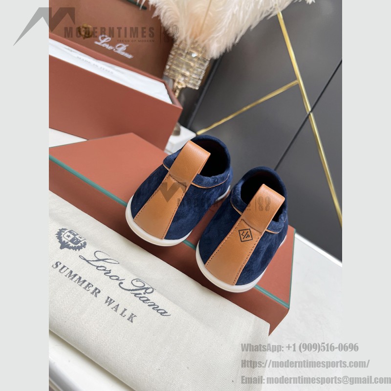 Loro Piana Venice Walk Loafer Men’s Shoes Navy Blue Luxury Suede Slip-On FAN1318-W000