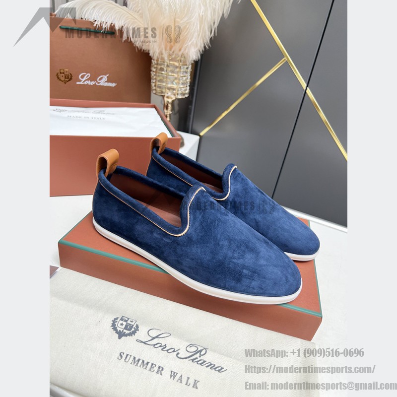Loro Piana Venice Walk Loafer Men’s Shoes Navy Blue Luxury Suede Slip-On FAN1318-W000