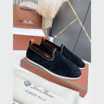 Loro Piana Venice Walk Loafer Men’s Shoes Black Figs Luxury Suede Slip-On