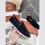 Loro Piana Venice Walk Loafer Men’s Shoes Black Figs Luxury Suede Slip-On