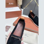 Loro Piana Venice Walk Loafer Men’s Shoes Black Figs Luxury Suede Slip-On