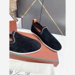 Loro Piana Venice Walk Loafer Men’s Shoes Black Figs Luxury Suede Slip-On