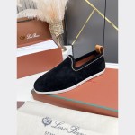 Loro Piana Venice Walk Loafer Men’s Shoes Black Figs Luxury Suede Slip-On