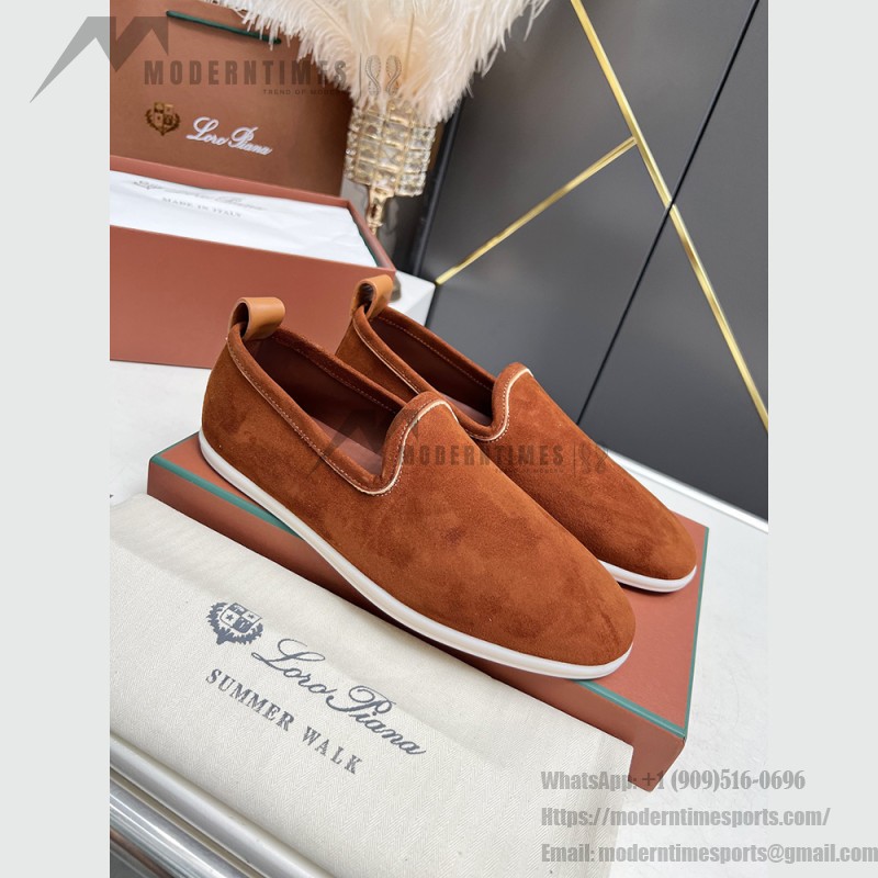Loro Piana Venice Walk Loafer Men’s Shoes Dark Brick Suede Slip-On
