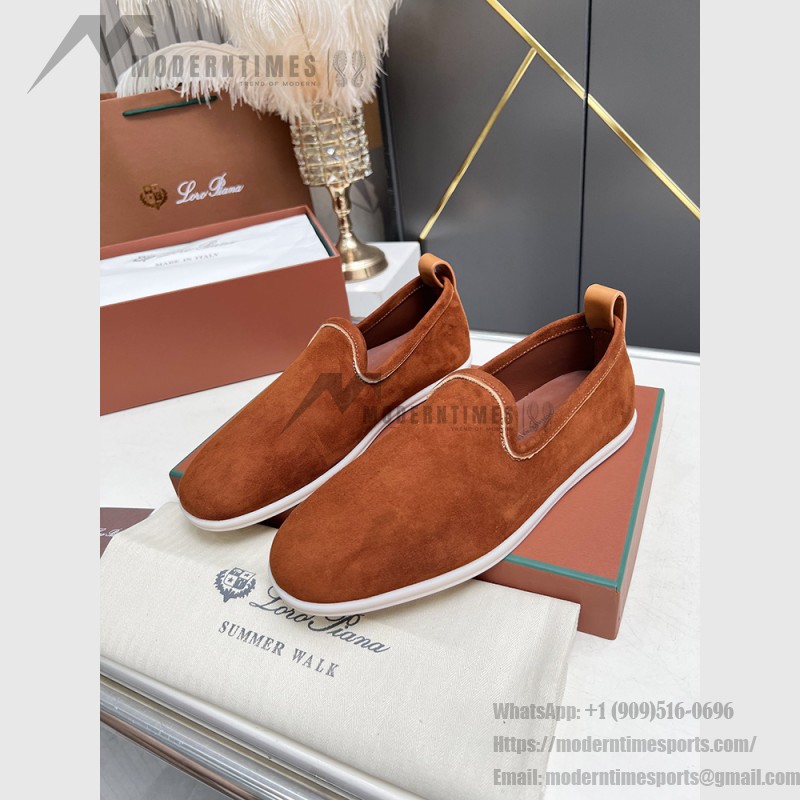 Loro Piana Venice Walk Loafer Men’s Shoes Dark Brick Suede Slip-On