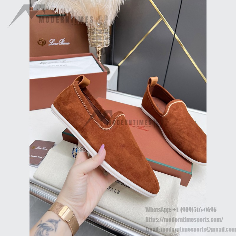 Loro Piana Venice Walk Loafer Men’s Shoes Dark Brick Suede Slip-On
